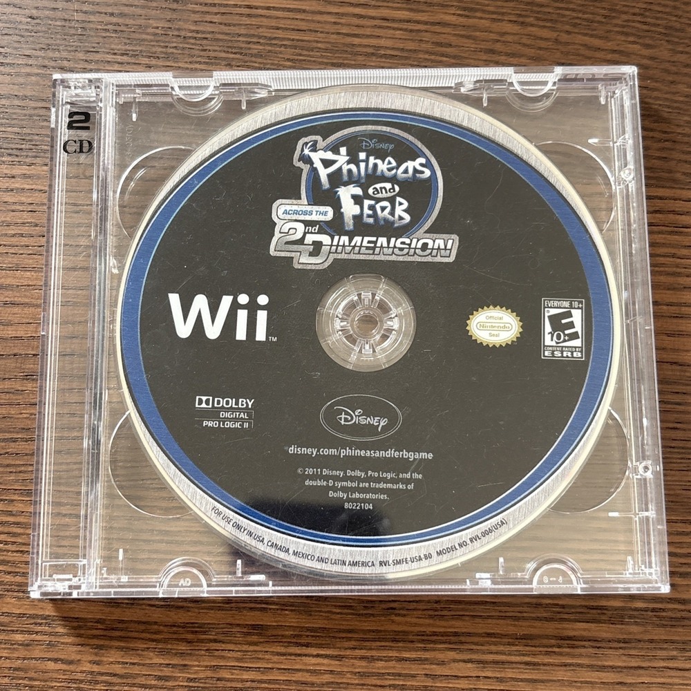 Phineas and Ferb: Across the 2nd Dimension Nintendo Wii 2011 Game DISC ONLY